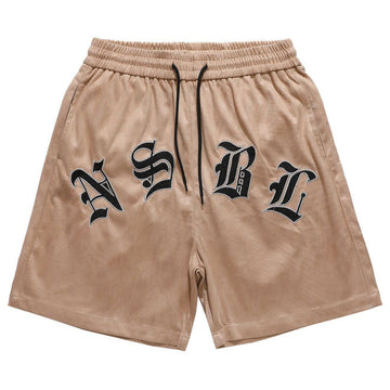 Makersluxe® - Letters Embroidery Drawstring Shorts