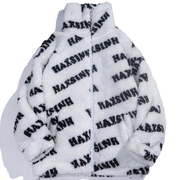 Makersluxe® - Letters Full Print Sherpa Winter Coat
