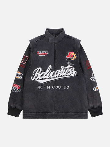 Makersluxe® - Locomotives Embroidered Labels Winter Coat