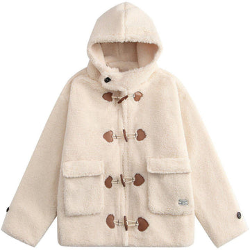 Makersluxe® - Love Button Hood Sherpa Winter Coat