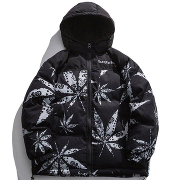 Makersluxe® - Maple Leaf Print Winter Coat