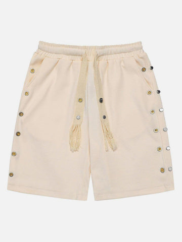 Makersluxe® - Metal Snap Button Drawstring Shorts