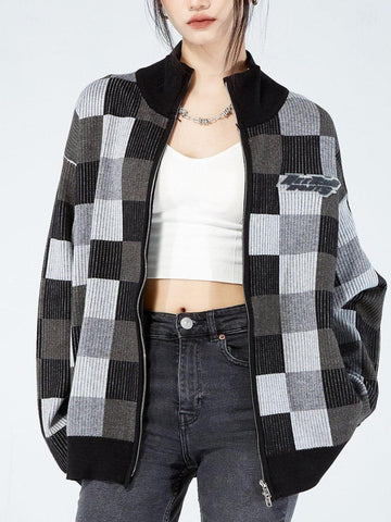 Makersluxe® - Mosaic Plaid Cardigan