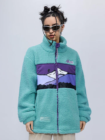 Makersluxe® - Mountains Patchwork Sherpa Coat