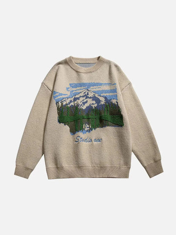 Makersluxe® - Oil Painting Mountain Sweater