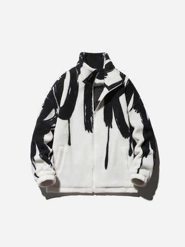 Makersluxe® - Paint Line Pattern Sherpa Coat
