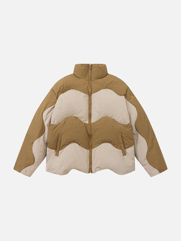 Makersluxe® - Patchwork Irregular Hem Winter Coat