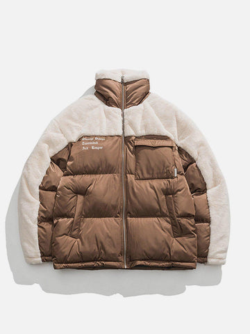 Makersluxe® - Patchwork Pockets Sherpa Winter Coat