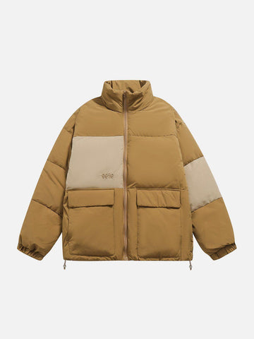 Makersluxe® - Patchwork Pockets Winter Coat