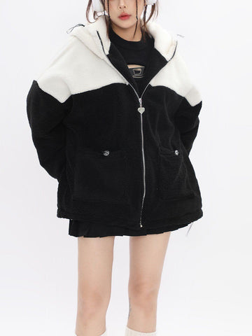 Makersluxe® - Patchwork Pointed Ears Sherpa Jacket