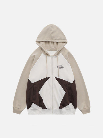 Makersluxe® - Patchwork Star Zip Up Hoodie