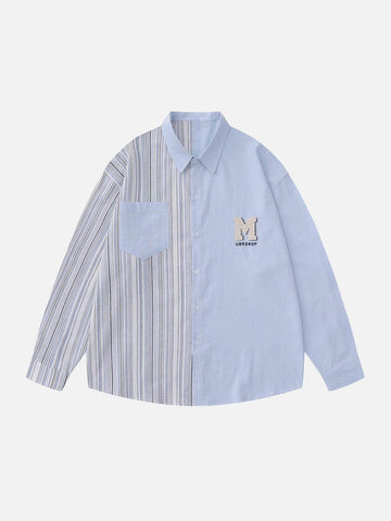 Makersluxe® - Patchwork Stripe Long Sleeve Shirt