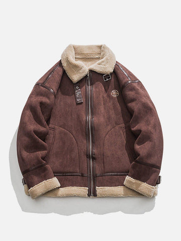 Makersluxe® - Patchwork Suede Sherpa Winter Coat