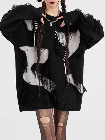 Makersluxe® - Patchwork Tassel Sweater