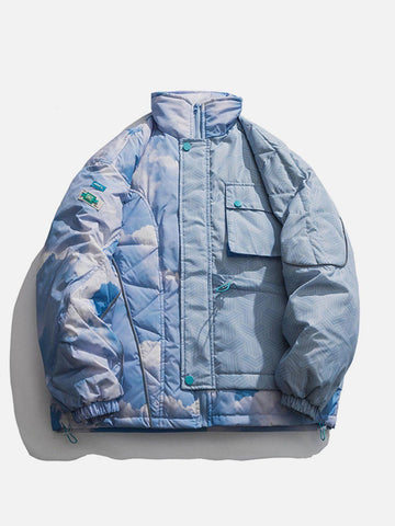 Makersluxe® - Patchwork Tie Dye Print Winter Coat