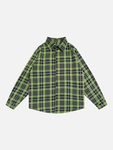 Sneakerland® - PLAID Contrasting Colors Shacket