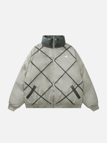 Makersluxe® - Plaid Leather Winter Coat