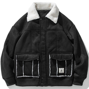 Makersluxe® - Pocket Design Deerskin Velvet Winter Coat