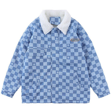 Makersluxe® - Pure Color Lattice Stars Winter Coat