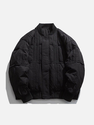 Makersluxe® - Pure Color Stitching Puffer Winter Coat