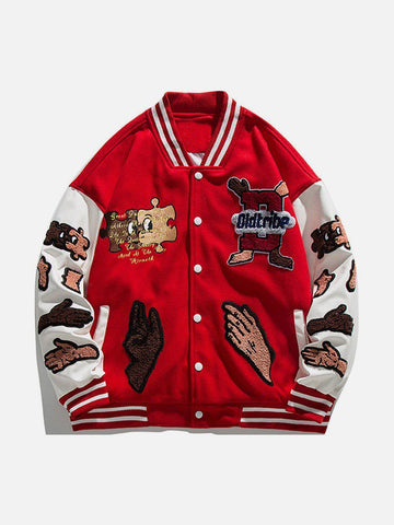 Makersluxe® - Puzzle Embroidery Varsity Jacket