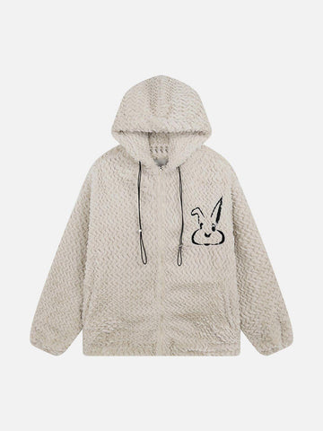 Makersluxe® - Rabbit Embroidery Sherpa Coat