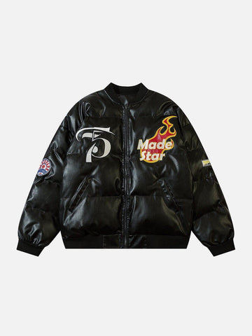Makersluxe® - Racing Flame PU Winter Coat