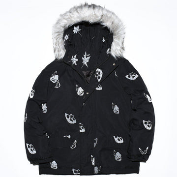 Makersluxe® - Reflective Butterfly Fur Collar Hooded Winter Coat