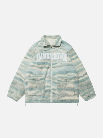 Makersluxe® - Retro West Coast Stripe Contrast Sherpa Coat