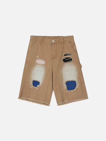 Makersluxe® - Ripped Color Block Shorts