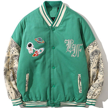 Makersluxe® - Rocket Astronaut Embroidery Patchwork Bandana Winter Coat