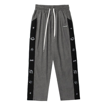 Makersluxe® - Side Cartoon Print Stitching Sweatpants