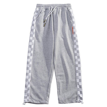 Makersluxe® - Side Plaid Printed Drawstring Sweatpants