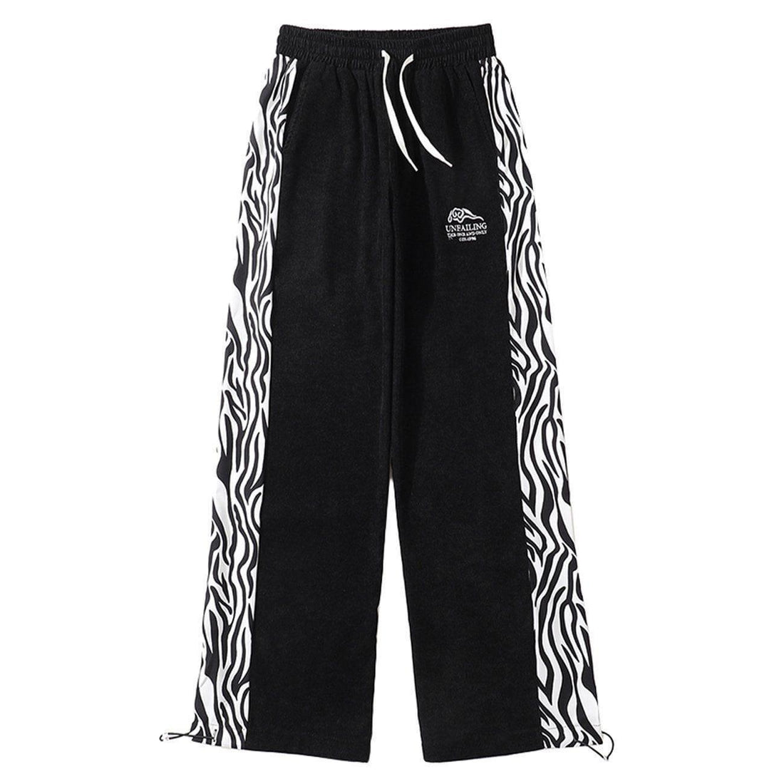 Makersluxe® - Side Zebra Pattern Paneled Sweatpants