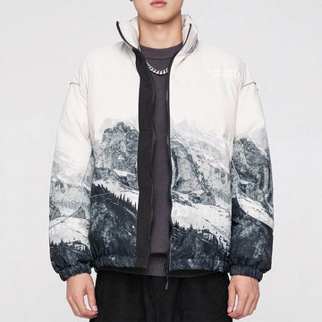 Makersluxe® - Snow Mountain Print Winter Coat