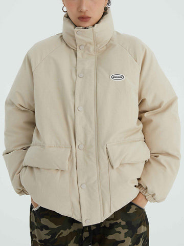 Makersluxe® - Solid Collar Large Pocket Winter Coat