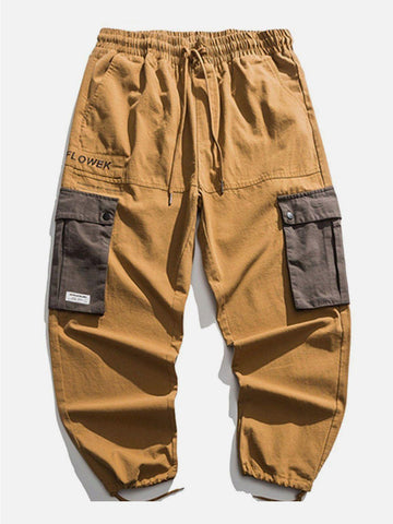 Sneakerland® - Solid Color Multiple Pockets Cargo Pants