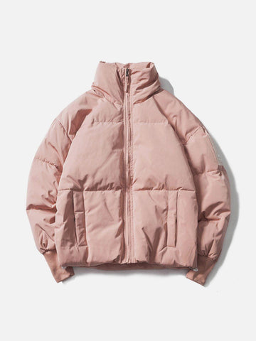 Makersluxe® - Solid Color Stand Collar Puffer Jacket