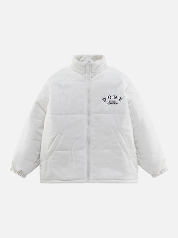 Makersluxe® - Solid Corduroy Embroidered Winter Coat