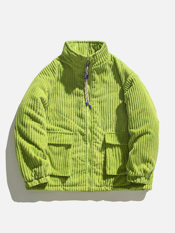 Makersluxe® - Solid Corduroy Oversized Pocket Winter Coat