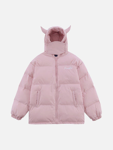 Makersluxe® - Solid Embroidered Hood Winter Coat