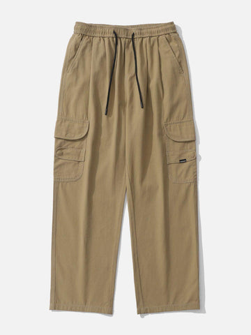 Sneakerland® - Solid Large Multi-Pocket Cargo Pants