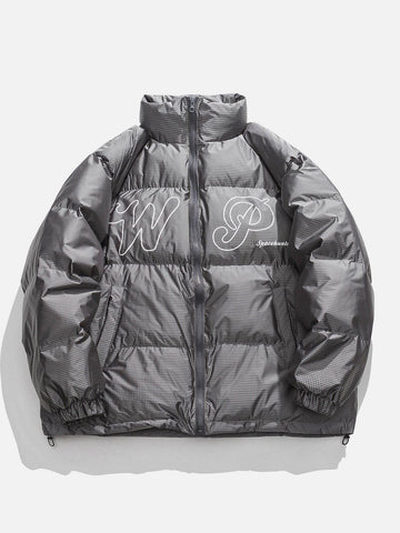 Makersluxe® - Solid Letter Print Winter Coat