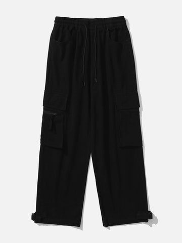 Sneakerland® - Solid Multi-Pocket Cargo Pants