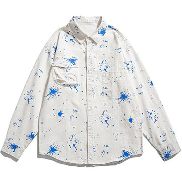 Makersluxe® - Splash Ink Print Long-sleeved Shirt
