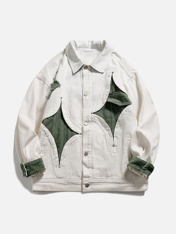 Makersluxe® - Splicing Contrast Denim Jacket