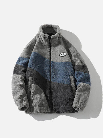 Makersluxe® - Splicing Contrast Sherpa Coat