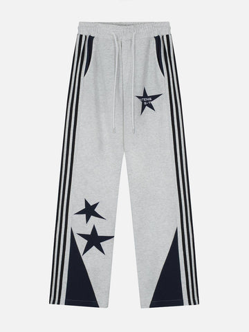 Makersluxe® - Star Embroidered Side Stripe Sweatpants
