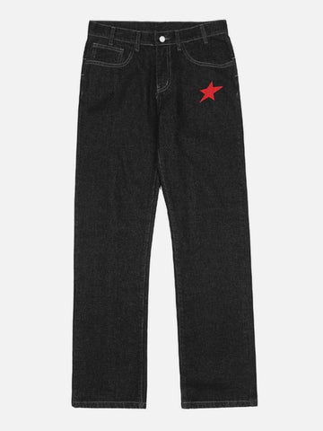 Makersluxe® - Star Embroidery Letters Jeans