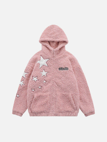 Makersluxe® - Star Embroidery Sherpa Coat